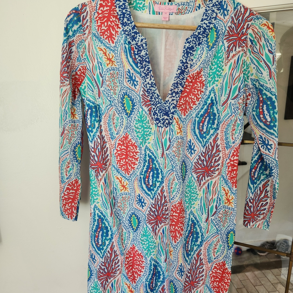 Lilly Pulitzer. Colorful Leaf Pattern Dress